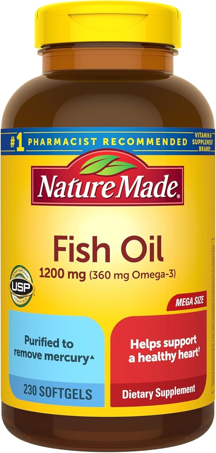 Nature Made Fish Oil Omega 3 Supplements, 1200 mg Softgels, Omega 3 Fish Oil for