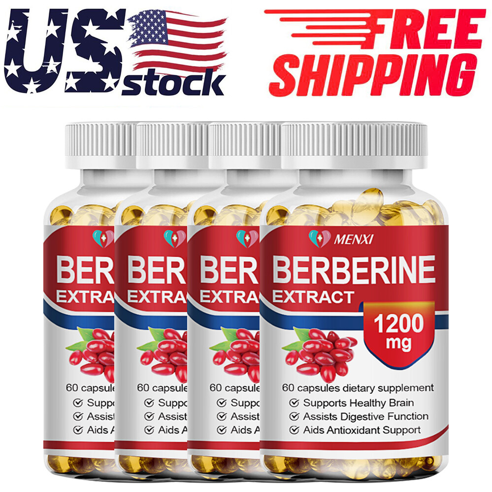 1-4 Packs Berberine HCl 1200mg Capsules – Blood Sugar Support Anti-inflammatory