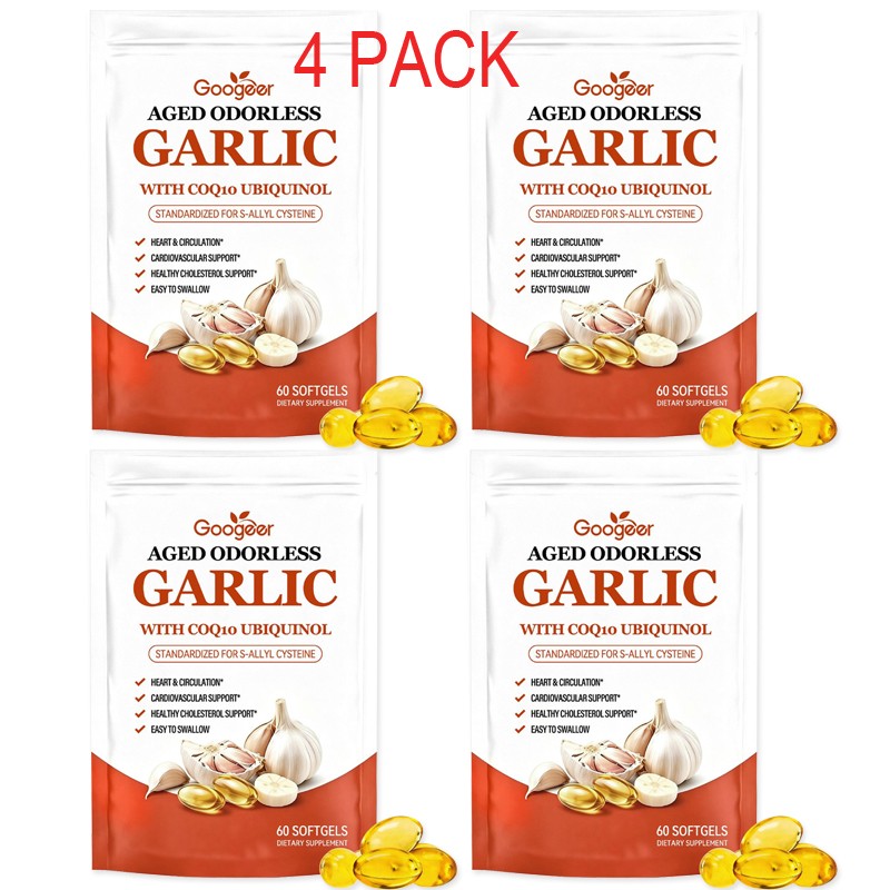 5x Odorless Age-Resilient Aged Garlic 600 mg Softgels (60 Count) with CoQ1* USA