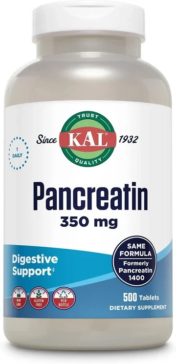 Kal Pancreatin 350mg – 500 Tablets -Digestive, Amylase, Protease Lipase Enzymes