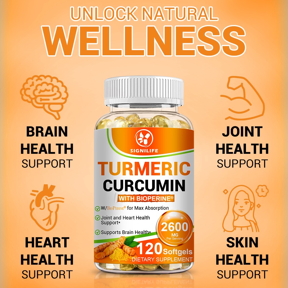 Turmeric Curcumin 2600mg w/ BioPerine Black Pepper Triple Strength Capsules