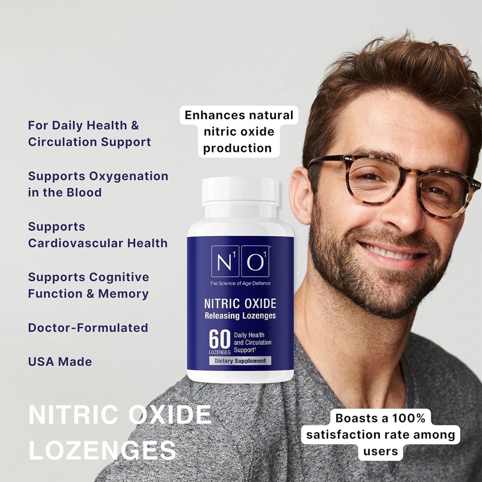 N1O1 Oxide Lozenges 60ct Supplement For Heart Health Circulation Nitric US