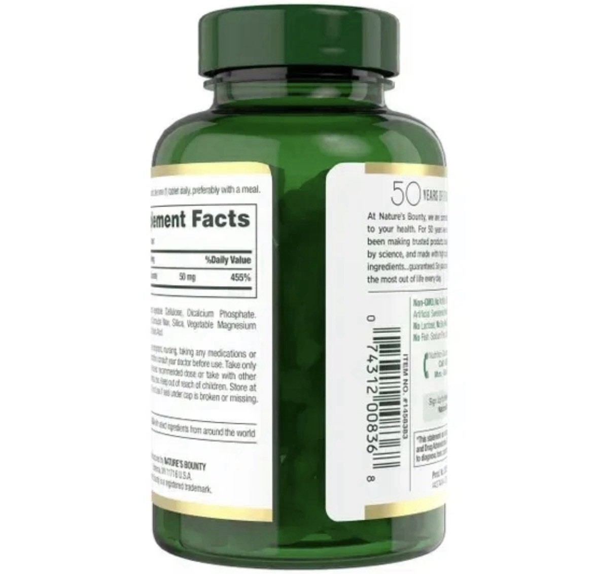 Nature’s Bounty Zinc 50 Mg Tablets Immune System Support – 400 Caplets