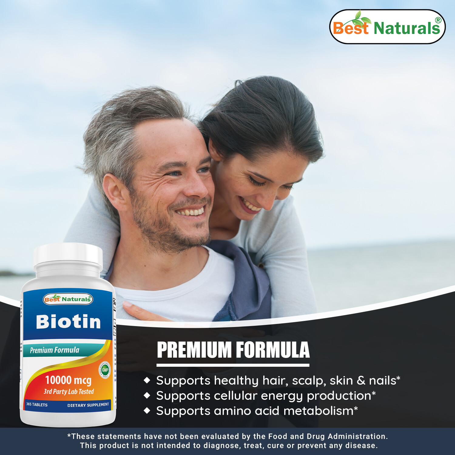 Best Naturals Biotin 10 000 mcg (10mg) 365 Tablets