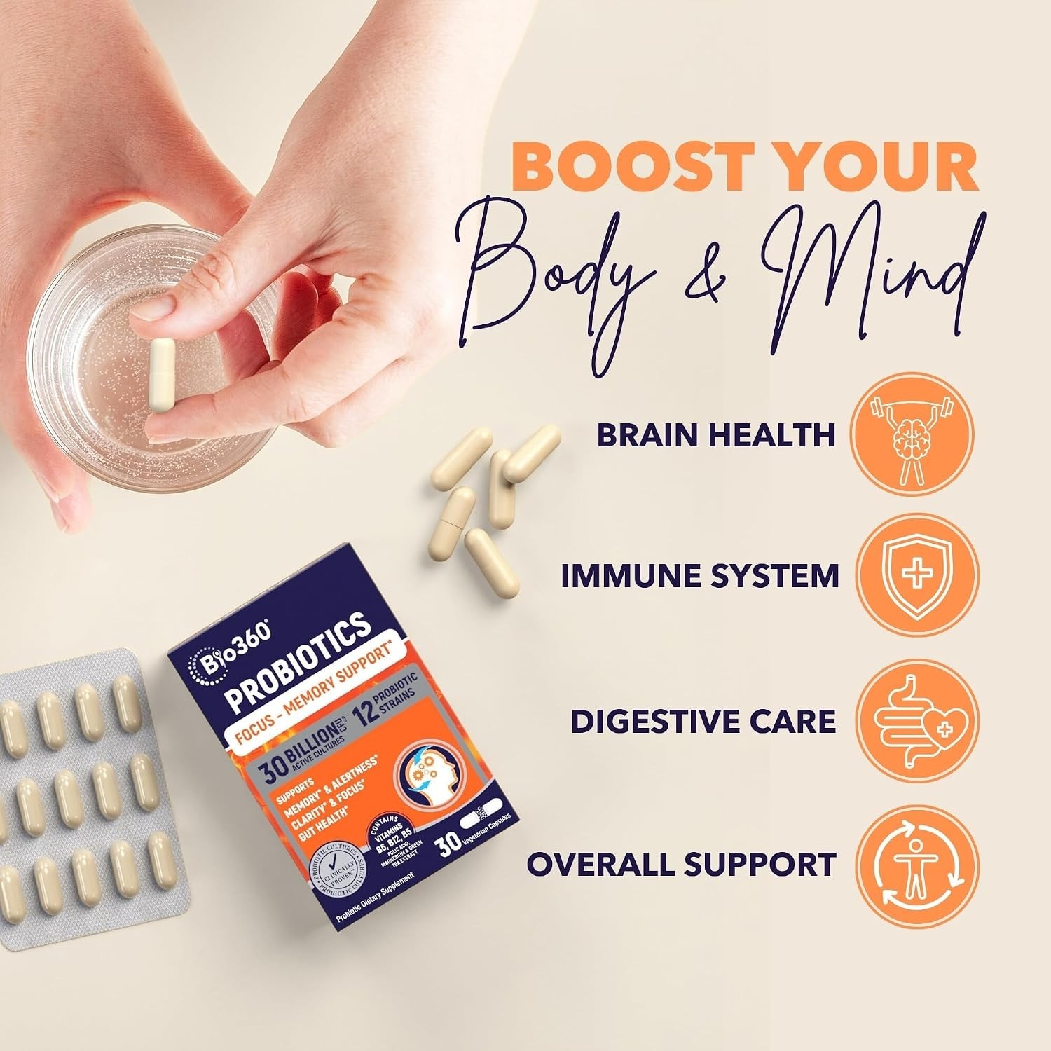 Cognitive Support Capsules – 30 Count for Memory & Digestion Health