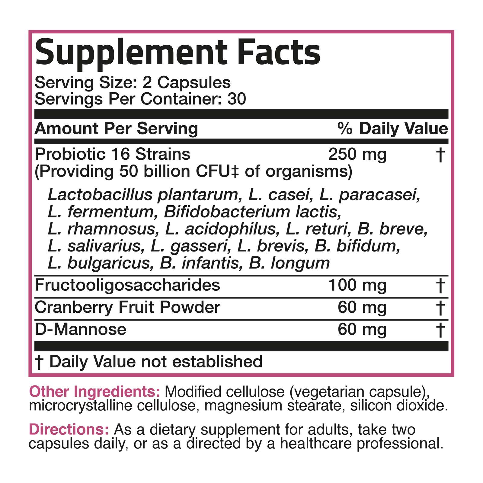Women’s Probiotic 50 Billion CFU Plus Prebiotic Digestive 60 Vegetarian Capsules