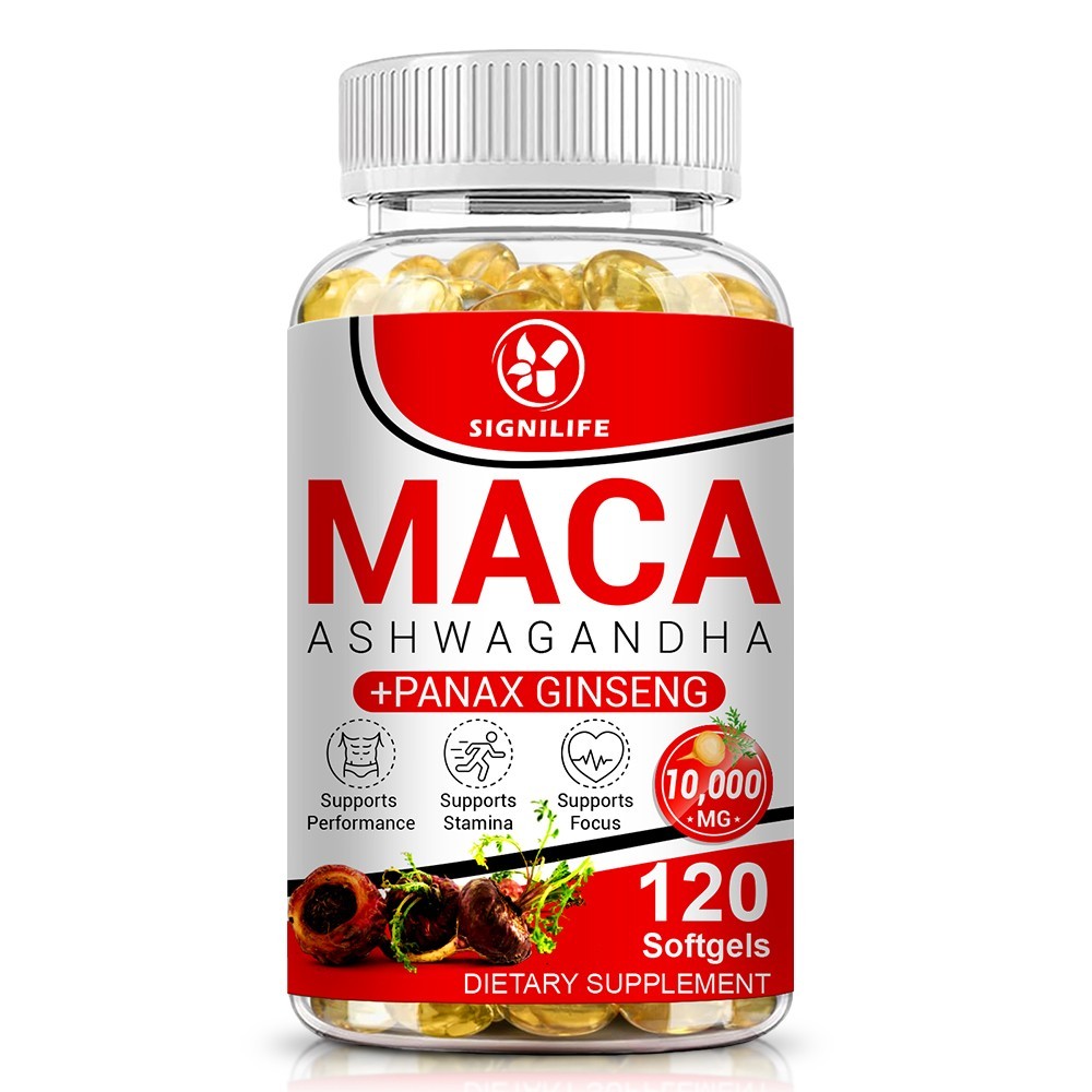 Organic Maca Root + Panax Ginseng 10000mg, Peruvian Maca Extract for Men & Women