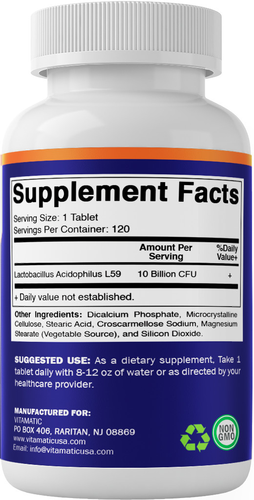 Vitamatic Acidophilus Probiotic – 10 Billion CFU – 5X Potency – 120 Tablets