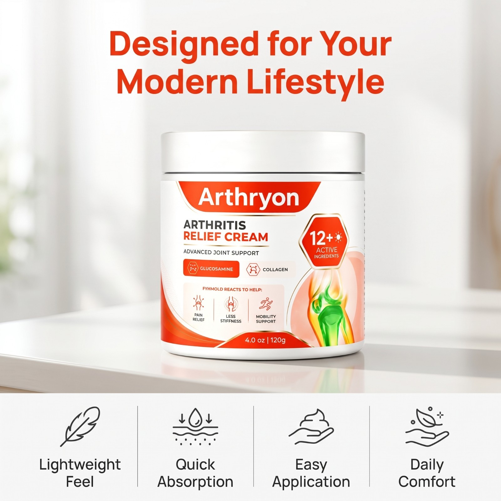 Arthryon Arthritis Relief Cream Glucosamine Collagen Joint Support Cream 120g