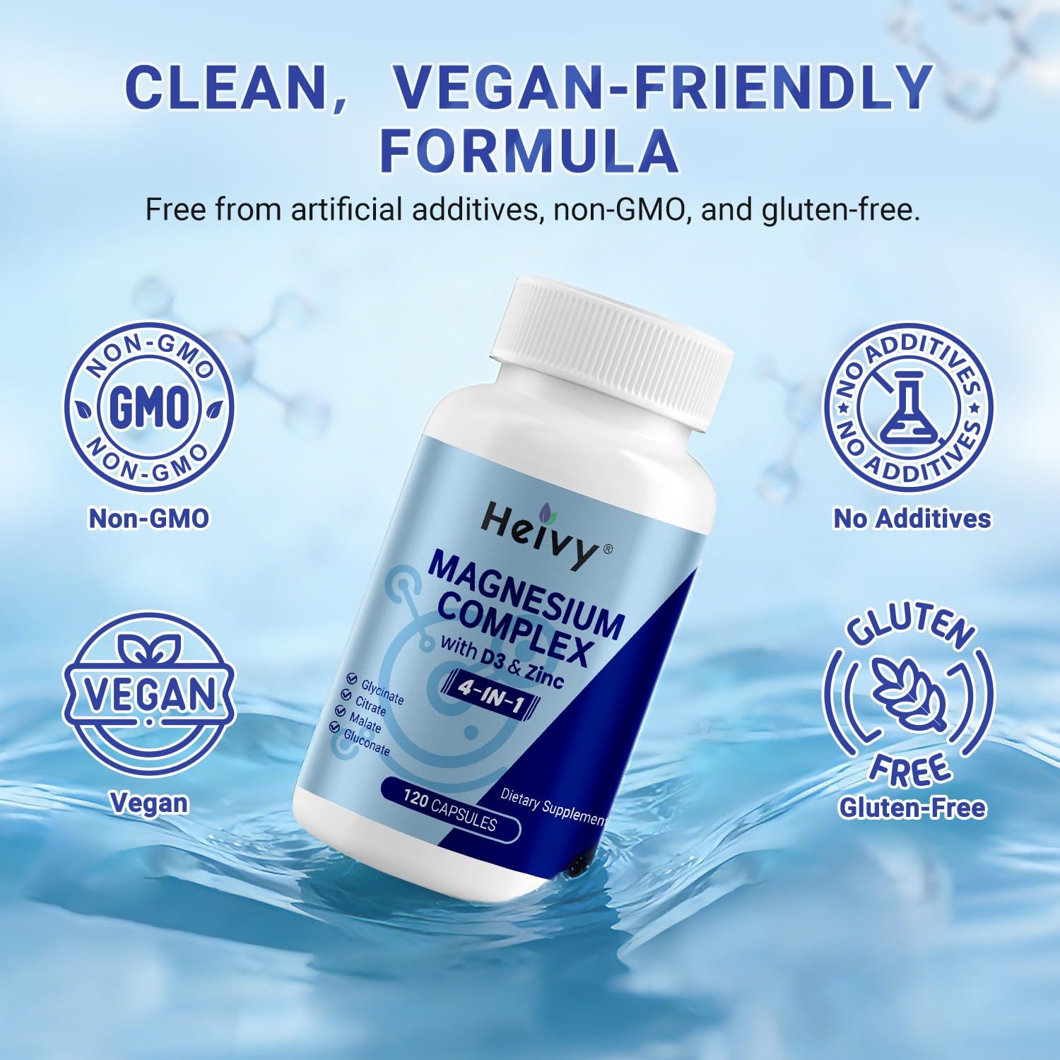 Heivy Multi Magnesium Complex 320mg for Women Men, 120 Count (Pack of 1)