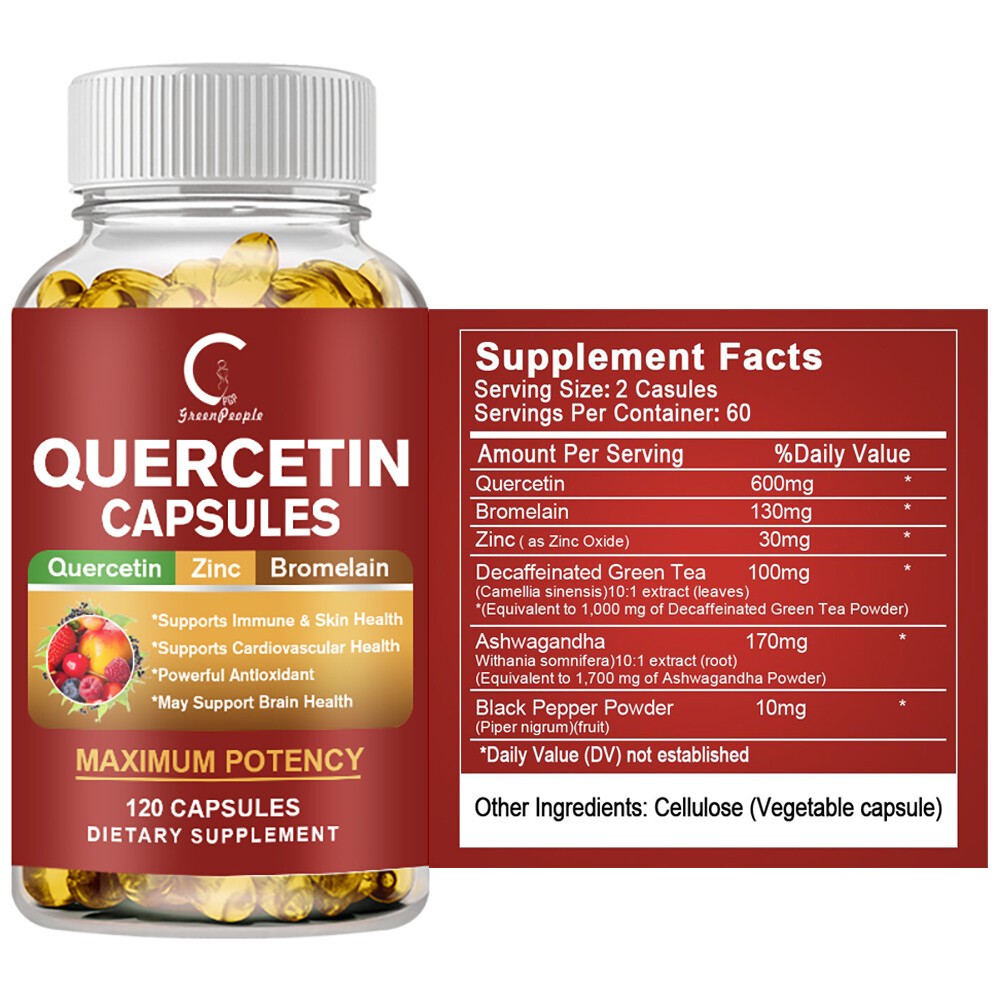Quercetin 1000mg With Bromelain – Natural Immune supplement, 120-600 Capsules
