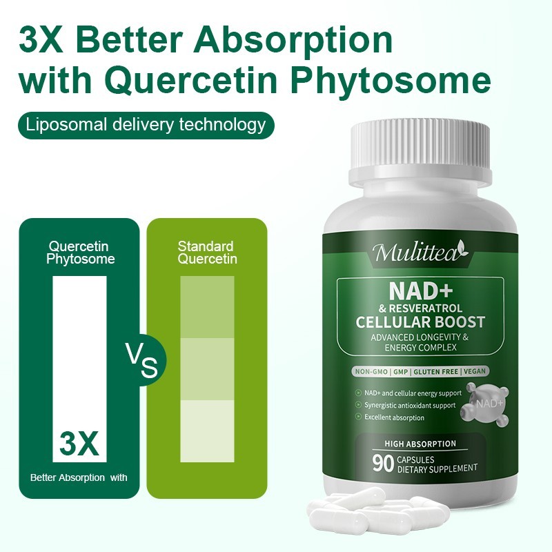90PCS NAD Supplement Liposomal NAD+ Nicotinamide Riboside with Resveratrol US