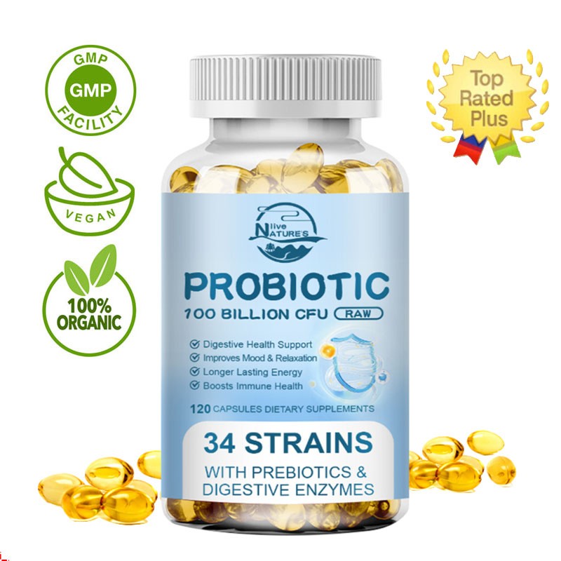 Probiotics Digestive Enzymes 100 Billion CFU Potency Immune Health 120 Capsules