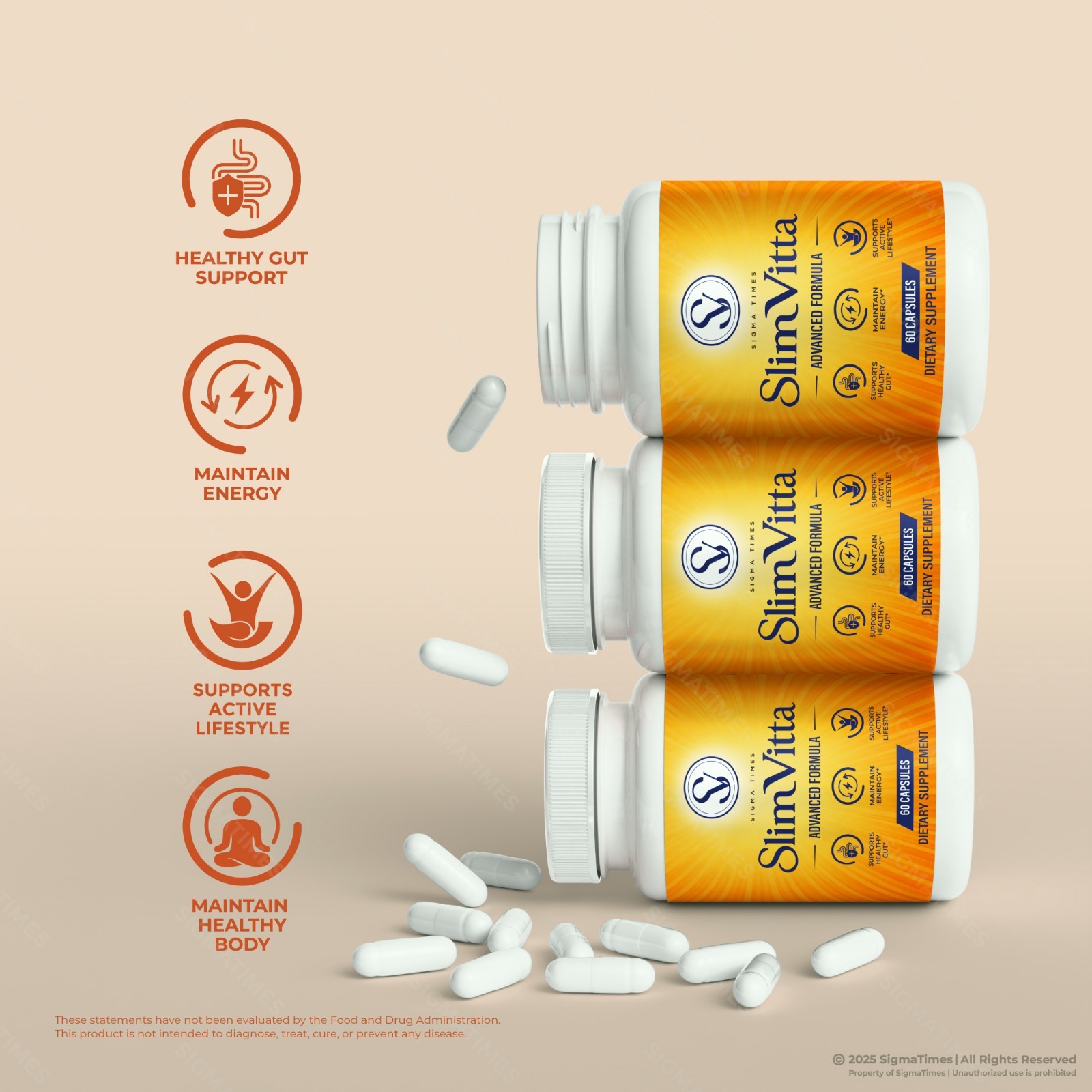 SlimVitta Capsules, Slim Vitta Supplement Pills for Natural Weight Loss 60ct