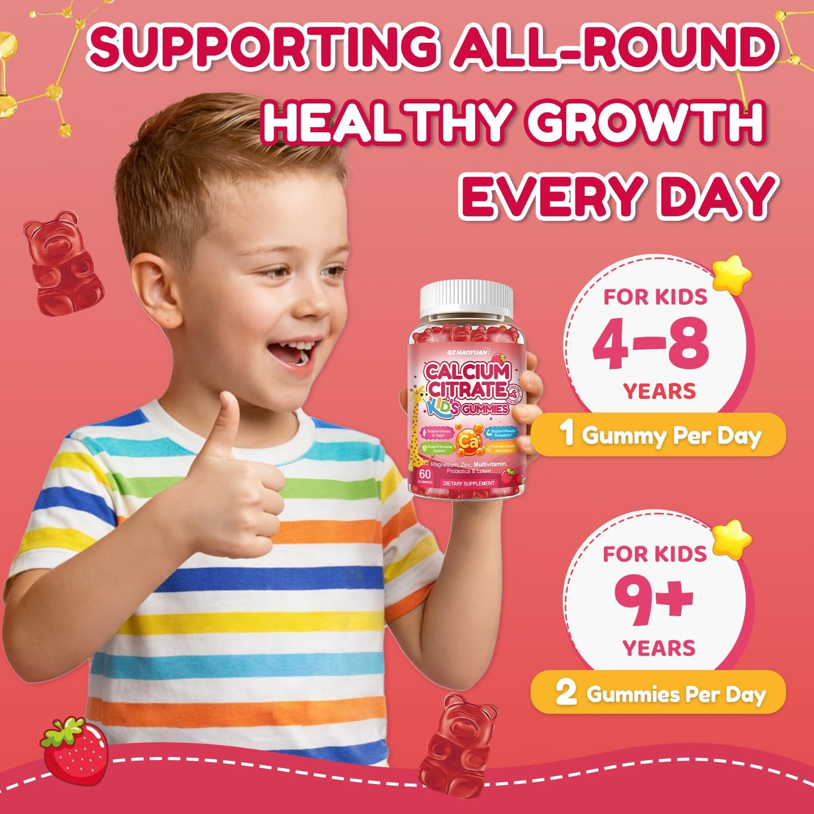 Kids Calcium Citrate Gummies – 1200mg Calcium Gummies Supplements for Women a…