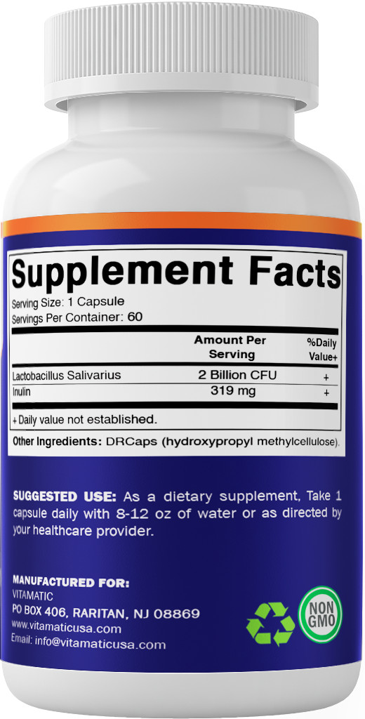 Vitamatic Lactobacillus Salivarius 2 Billion per DR Capsule – 60 Count