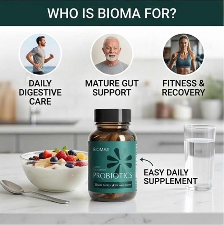 Bioma Daily Probiotics Vegan Capsules – 2 Pack – Digestive Health Support Aid