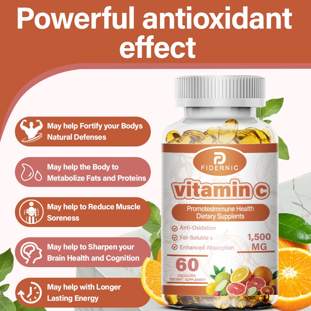 1500mg Vitamin C Capsules Powerful Antioxidant Supports Immune System Health