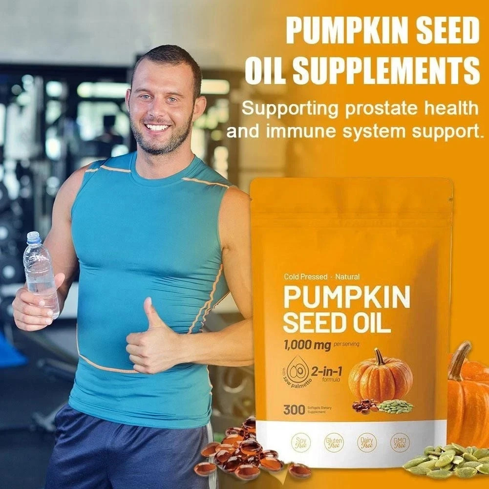 Pumpkin Seed Oil 1000mg with Saw Palmetto 300-Softgels.Fresh