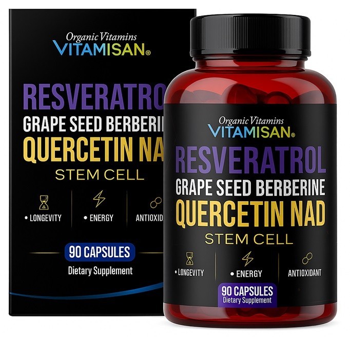 Resveratrol NAD 90 Capsules Natural Antioxidant, Anti Aging, Anti Inflammatory