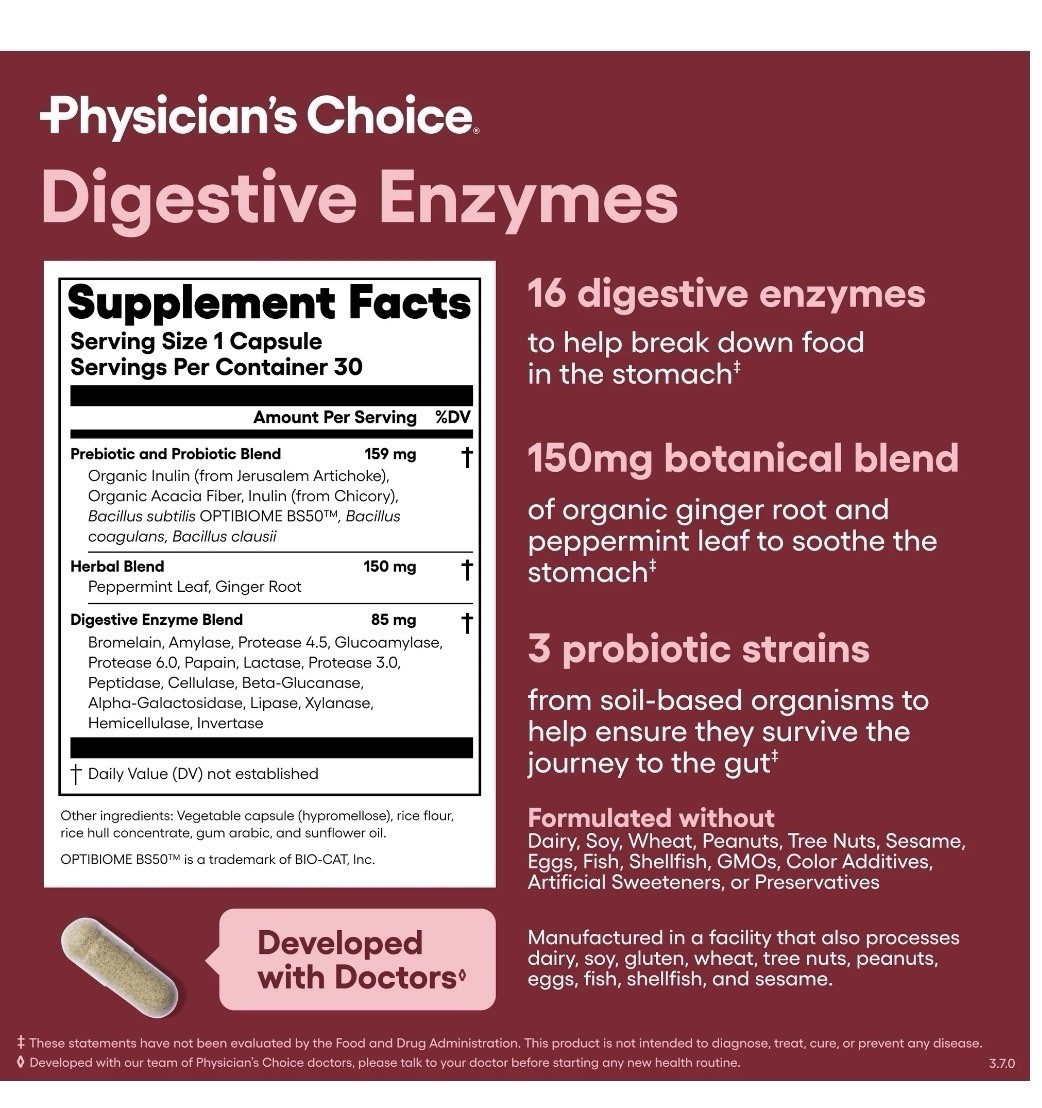 Physician’s Choice Digestive Enzymes, Digestive & Gut Health, Bloating & Meal..