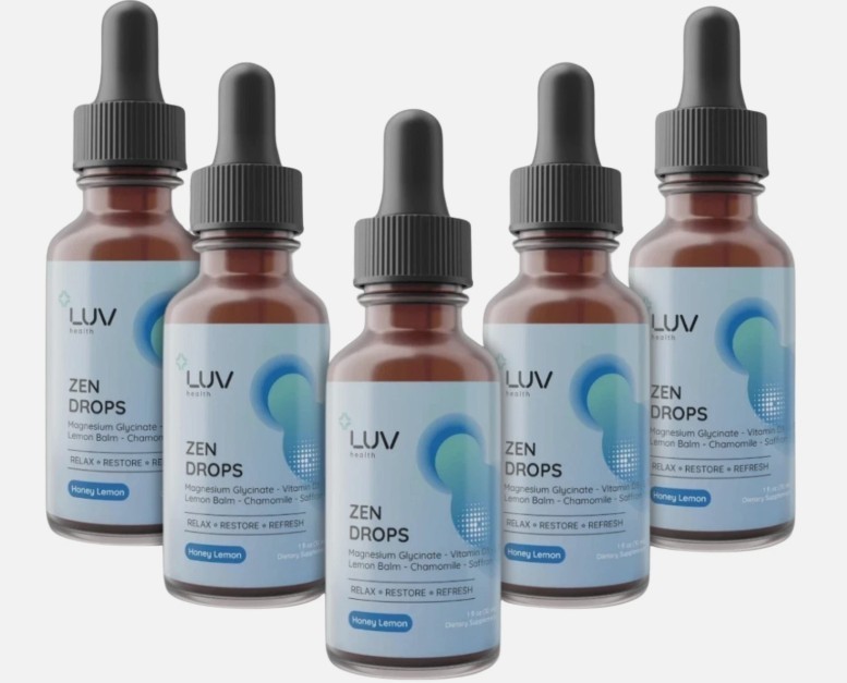 (5 Pack) LUV Zen Drops Stress Support with Magnesium Glycinate and Lemon [USA]