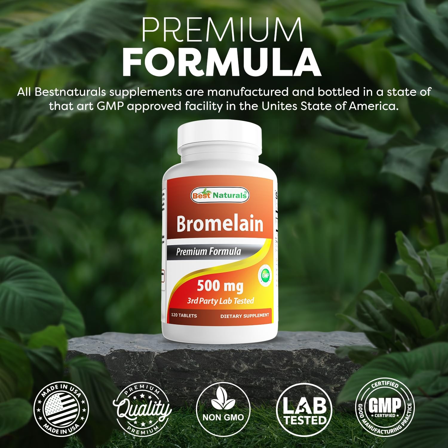 Best Naturals Bromelain Proteolytic Digestive 120 Count (Pack of 1), White