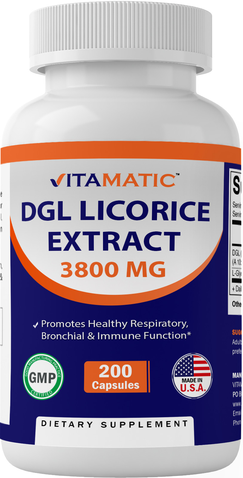 Vitamatic DGL Licorice 3800mg Equivalent 200 Capsules