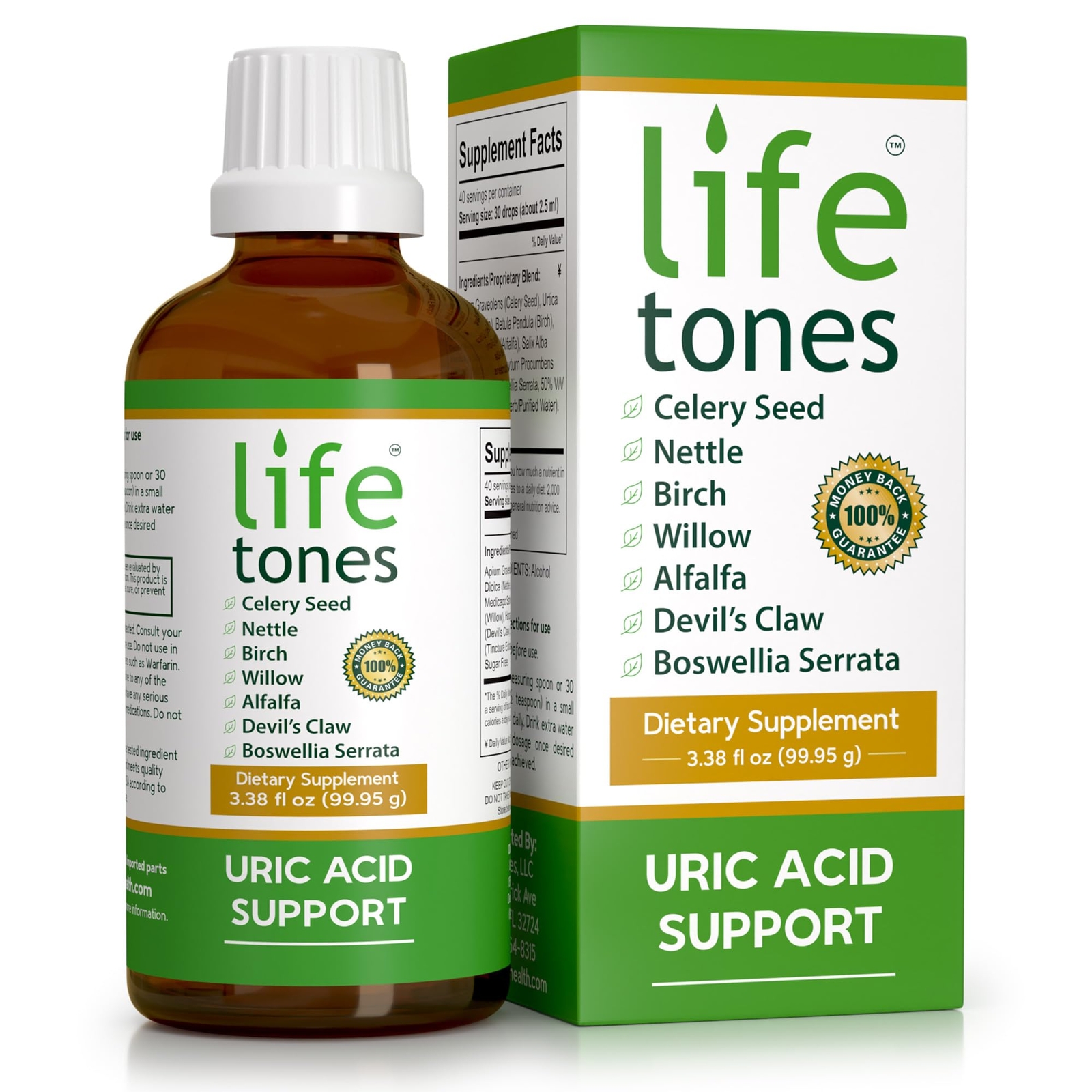 URIC ACID SUPPORT Liquid Herbal Cleanse Detox Joint Comfort 3.38 Fl Oz LIFETONES