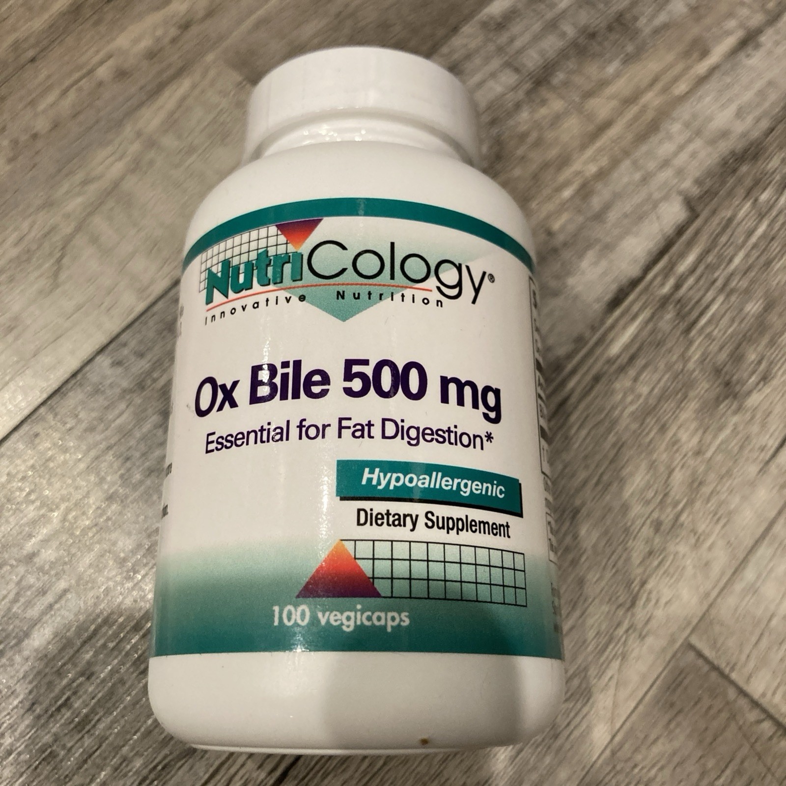 Nutricology Ox Bile, 500 mg, 100 Vegetarian Capsules EXP:12/28