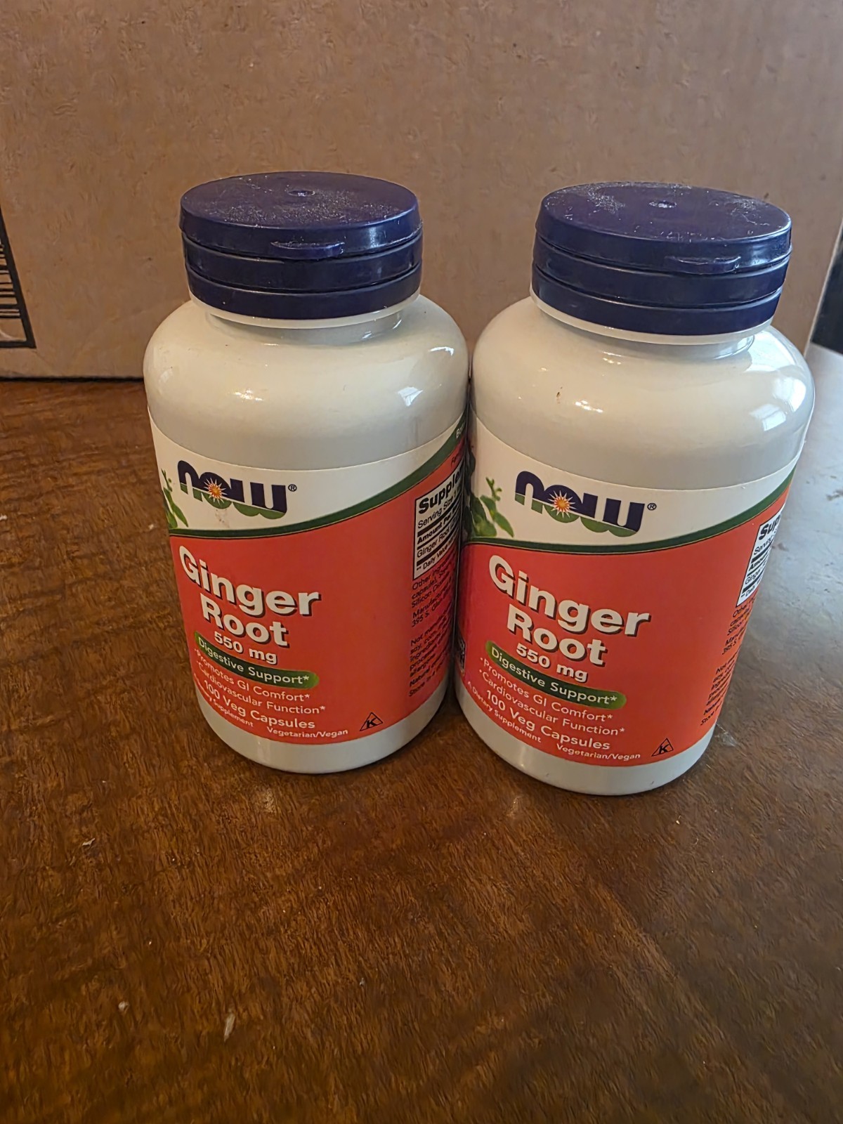 Lot of 2 NOW Foods Ginger Root 550mg 100 Veg Caps Digestive Support exp 03/2029