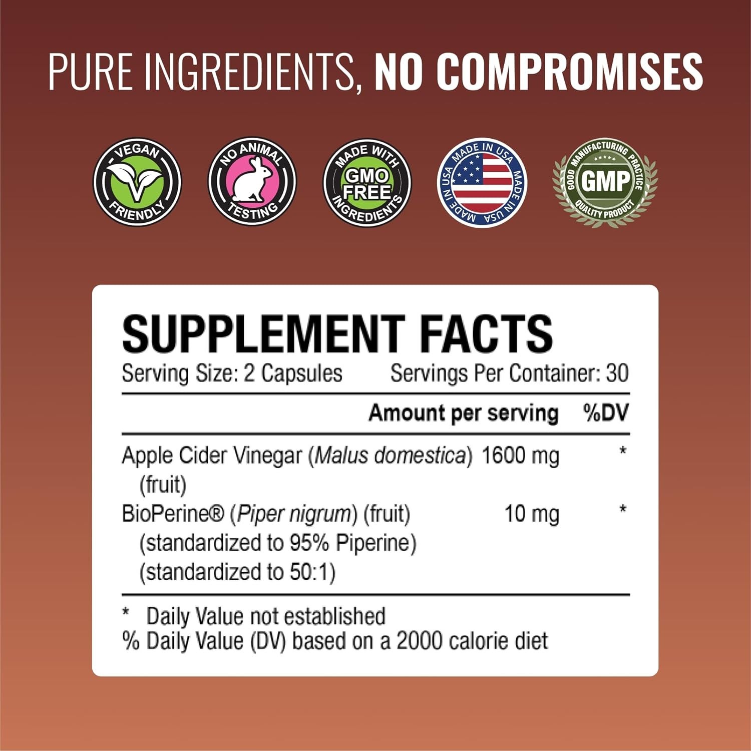 Approved Science Apple Cider Vinegar Capsules with ‘The Mother’ and BioPerine