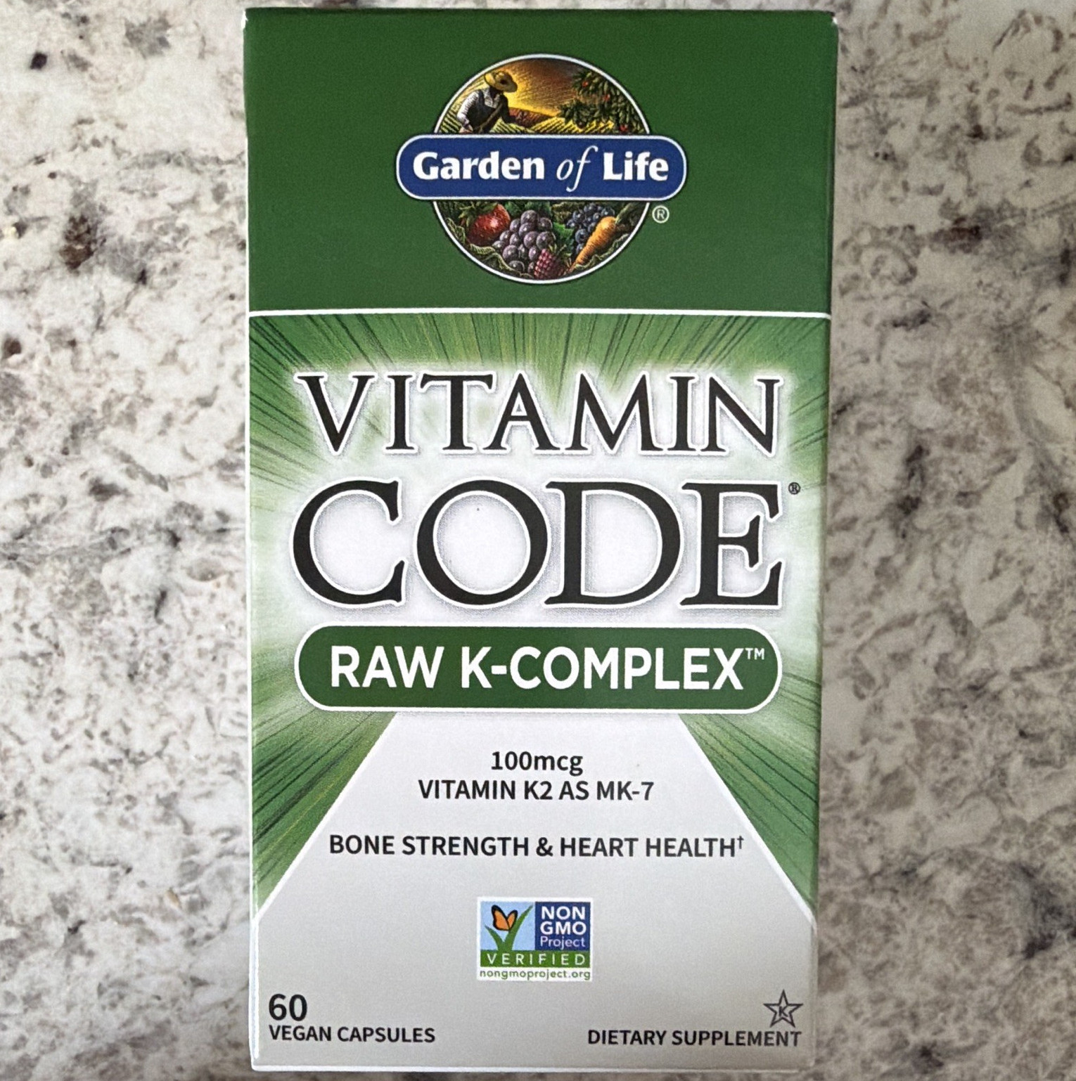 Garden of Life Vitamin Code RAW K-Complex 100 mcg, 60 Capsules Vegan Non-GMO