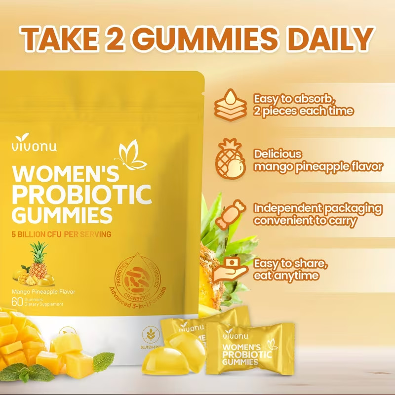 Vaginal Probiotics for Women, Feminine Balance pH Gummies 60ct/1bag Mango Pineap
