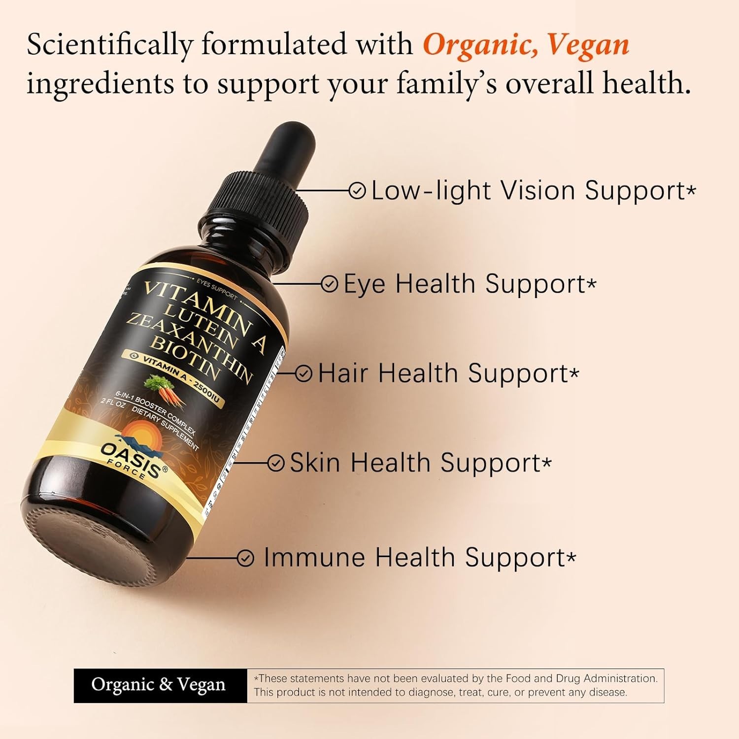 Vitamin A Liquid Supplement Lutein & Zeaxanthin Vision Eye & Immune Support