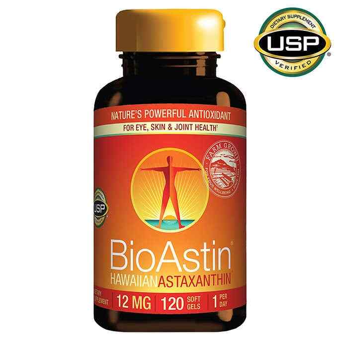 BioAstin Pure Natural Hawaiian Astaxanthin 12 mg., 120 Gel Caps Free Shipping
