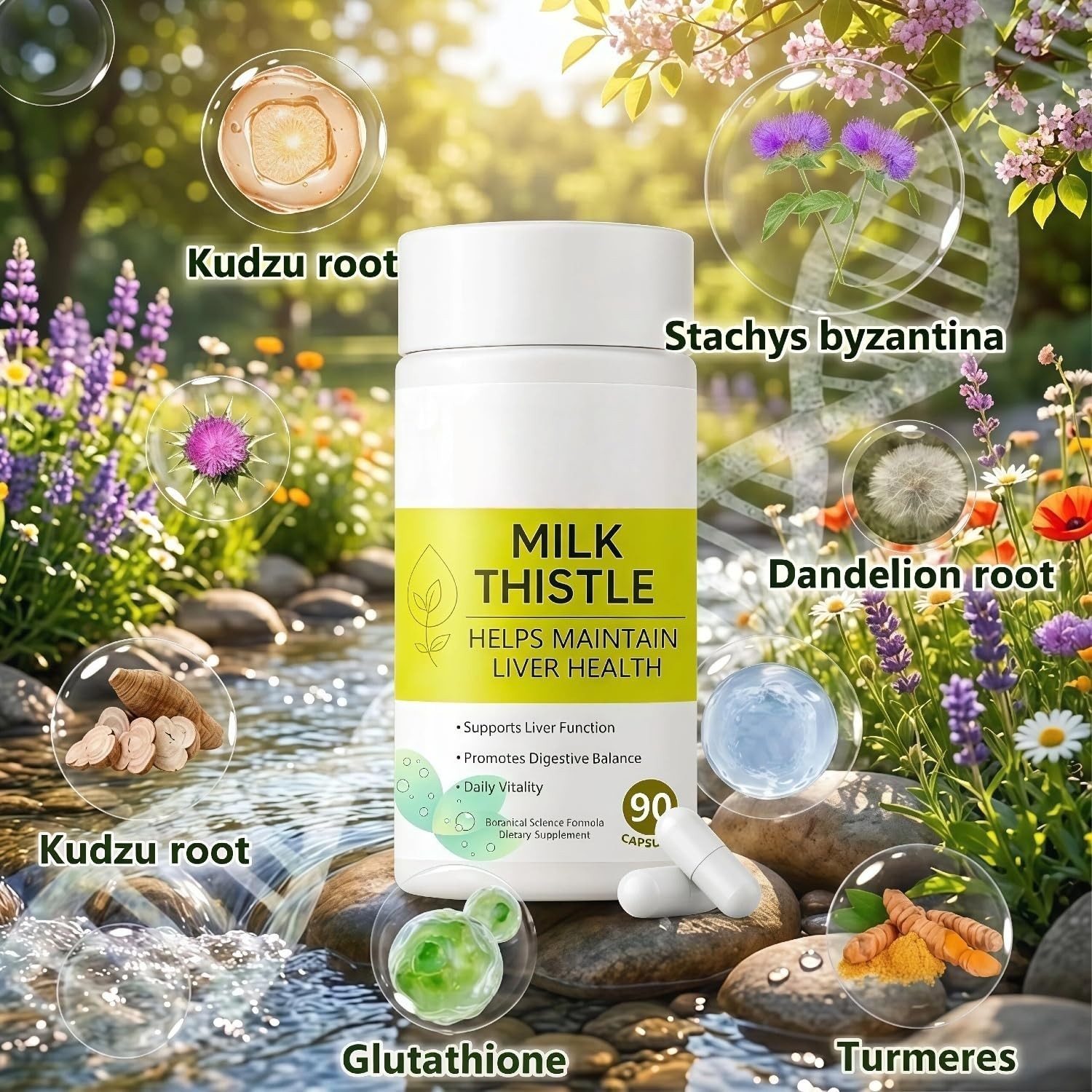 Milk Thistle 300mg – 80% Silymarin with Turmeric & Pueraria – Liver Detox Suppor
