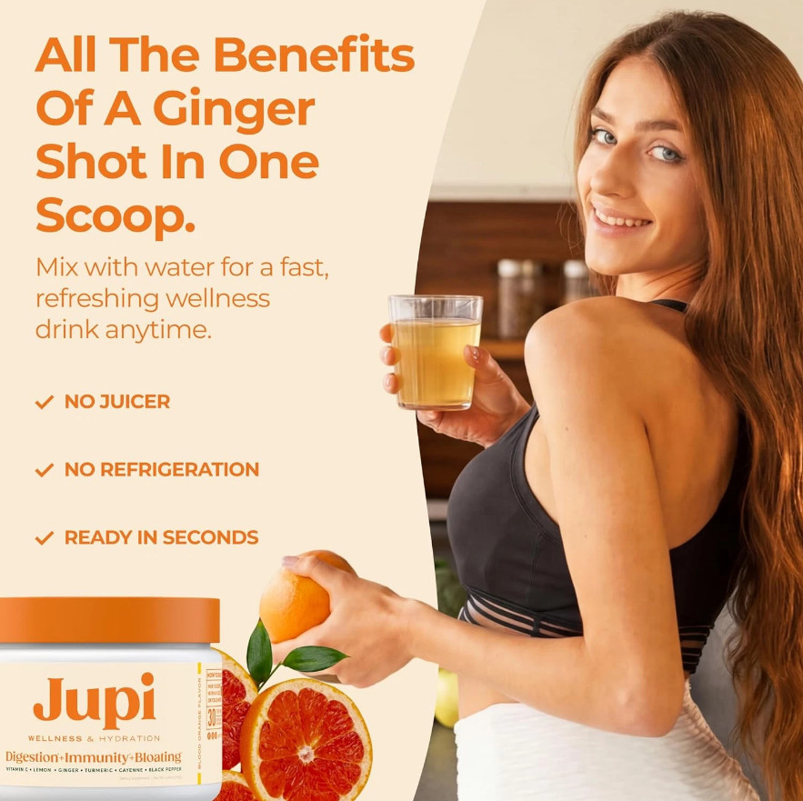 Jupi Hydration & Wellness Powder – Turmeric & Ginger shots, Vitamin C Supplement