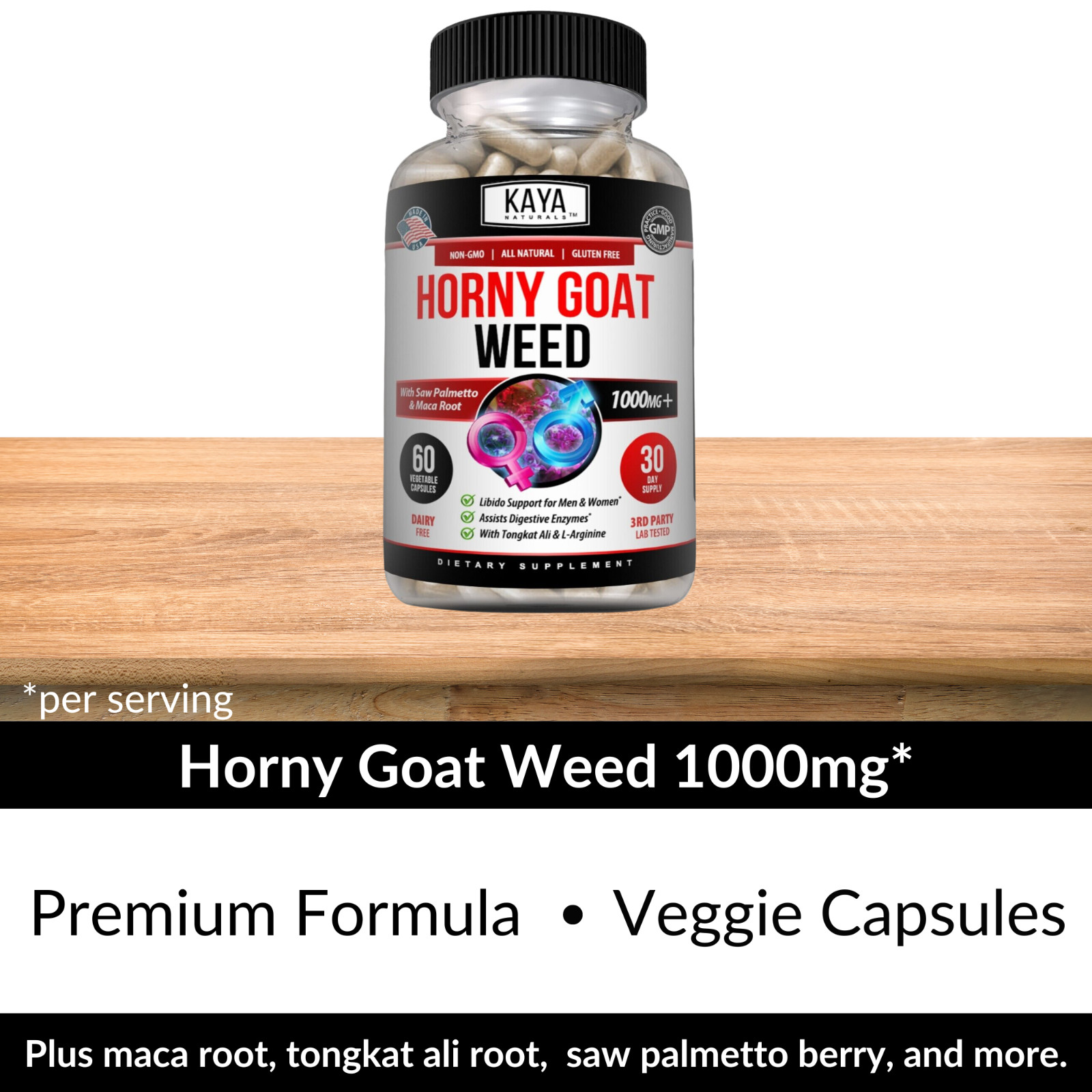 Horny Goat Weed for Men & Women-with Maca, Saw Palmetto, Ginseng, L-Arginine