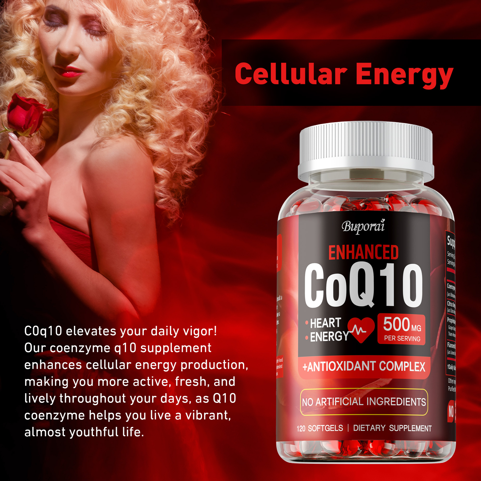 CoQ10 500mg – Antioxidant, Good for Heart Health and Energy Production,Non-GMO