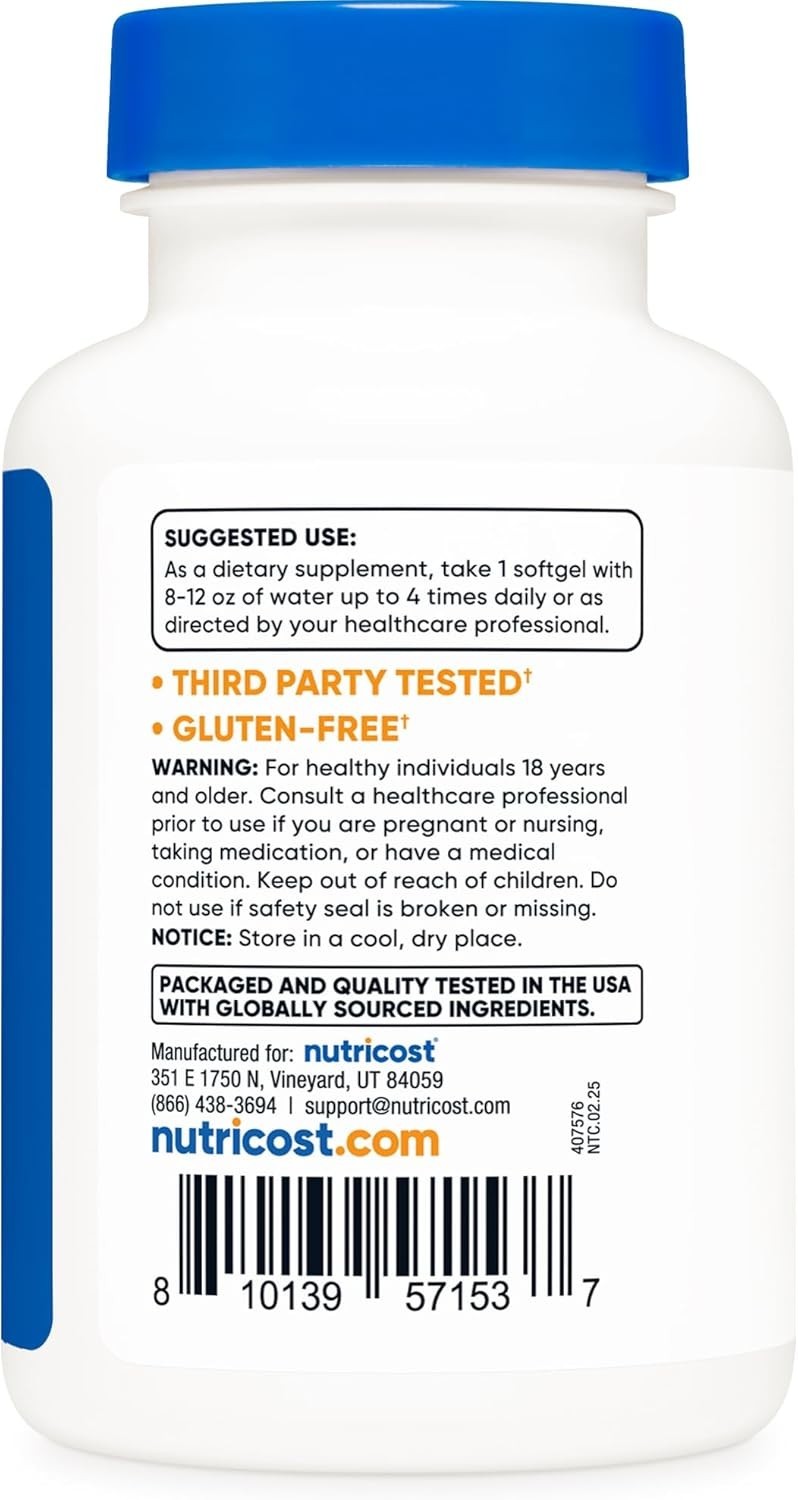 Ajo 1000 mg, 240 cápsulas blandas, inodoro, suplemento premium sin gluten.