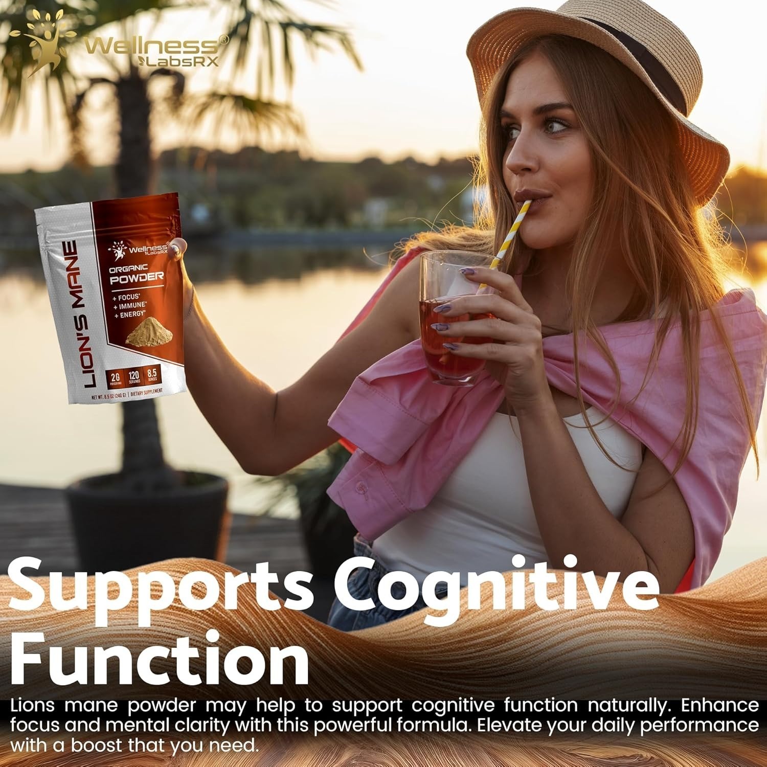 Lions Mane Powder 2000mg | Brain & Immune Support | 120 Servings Vegan, Non-GMO