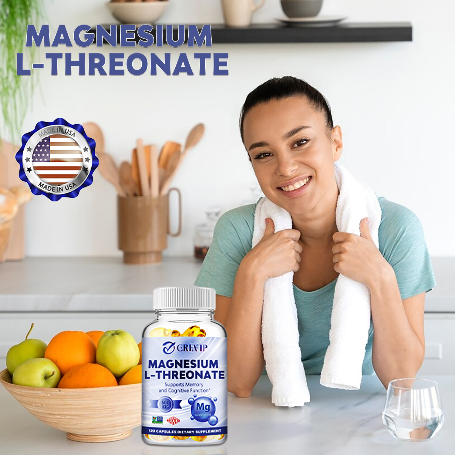 120pcs Magnesium L-threonate – Nervous Health, Improve Sleep, Relieve Stress