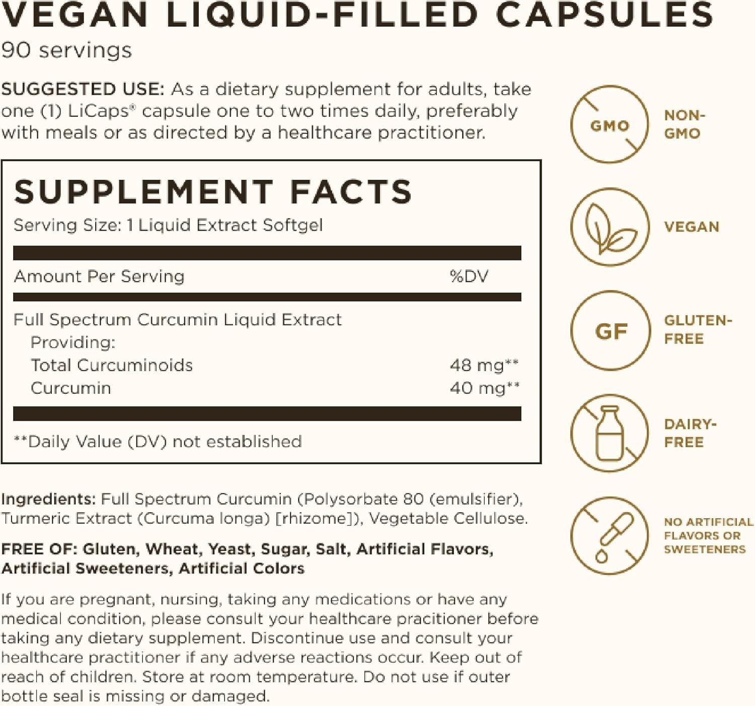 Solgar Full Spectrum Curcumin Liquid Extract – 90 Softgels EXP 12/2027 FREE SHIP