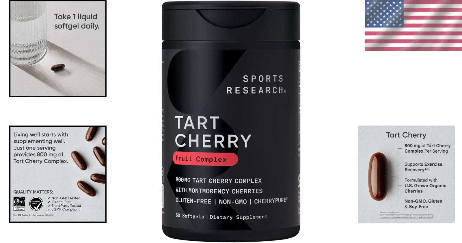 60 Count Montmorency Tart Cherry Softgels – Gluten-Free Antioxidant Solution