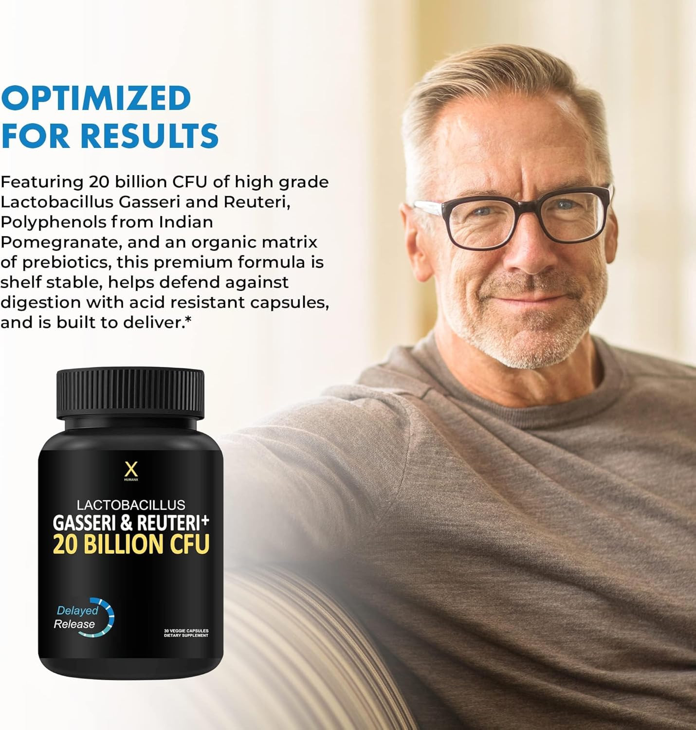 Lactobacillus Gasseri & Reuteri+ 20 Billion CFU plus Organic Prebiotics and Puni