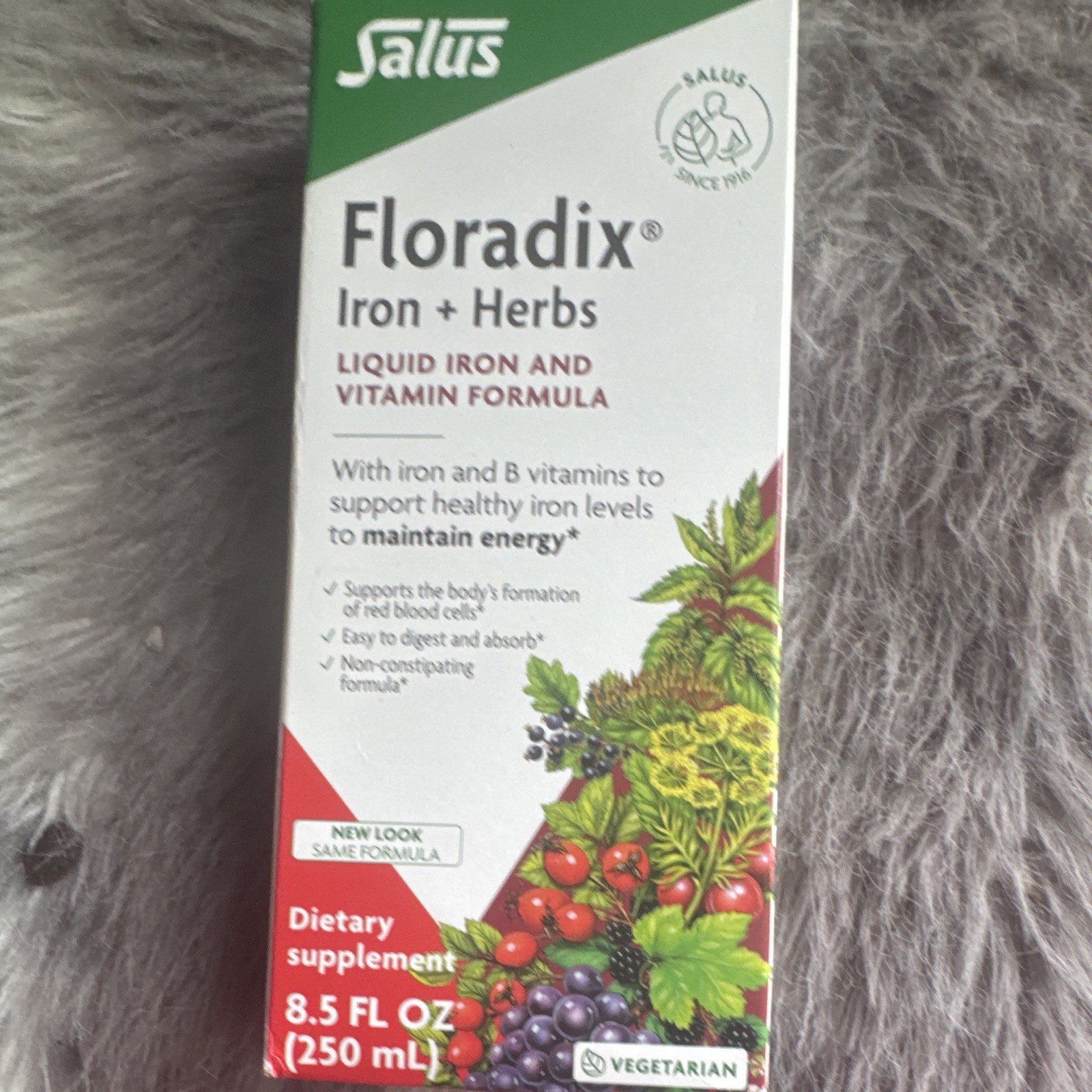 Salus Floradix Iron + Herbs Liquid Iron + B Vitamins, Energy, 8.5 fl oz, Veg
