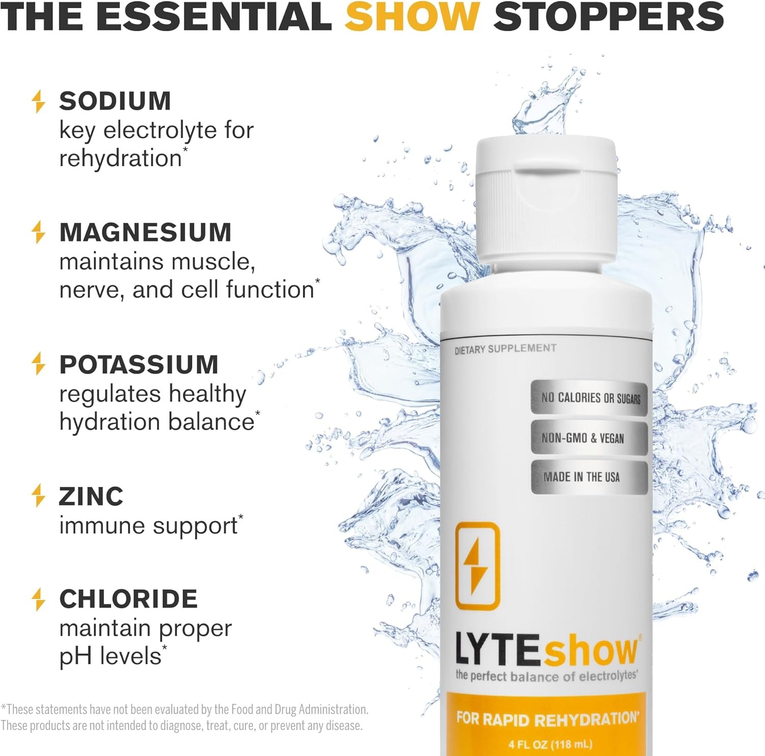 LyteShow Sugar-Free Electrolyte Supplement for Hydration and Immune Support – 40
