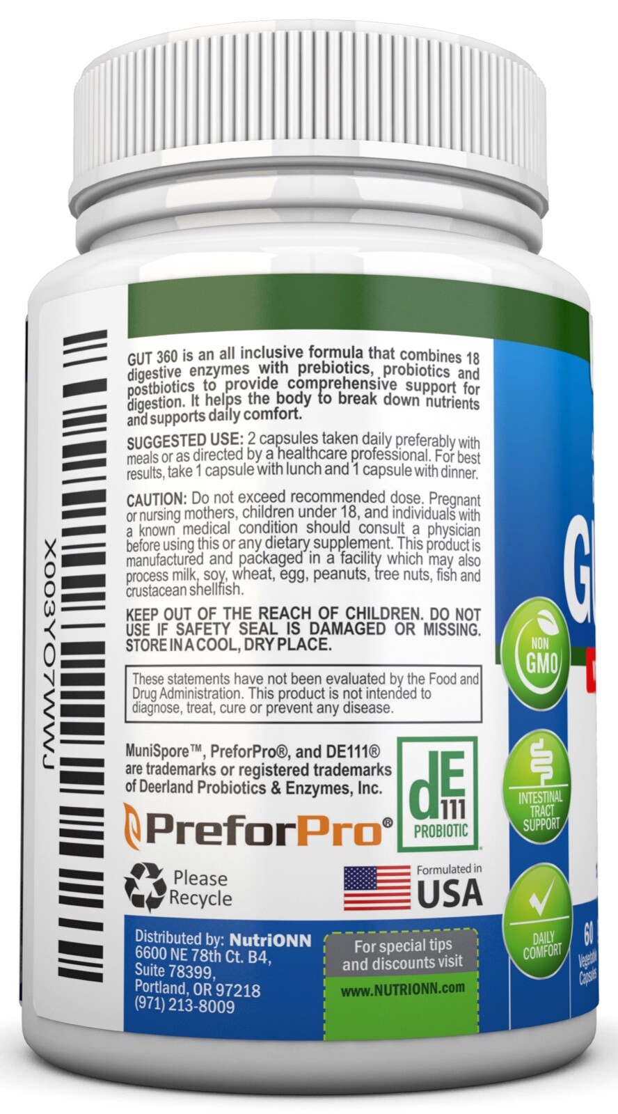 GUT 360 – Probiotics, Prebiotics & Postbiotics with Digestive Enzymes