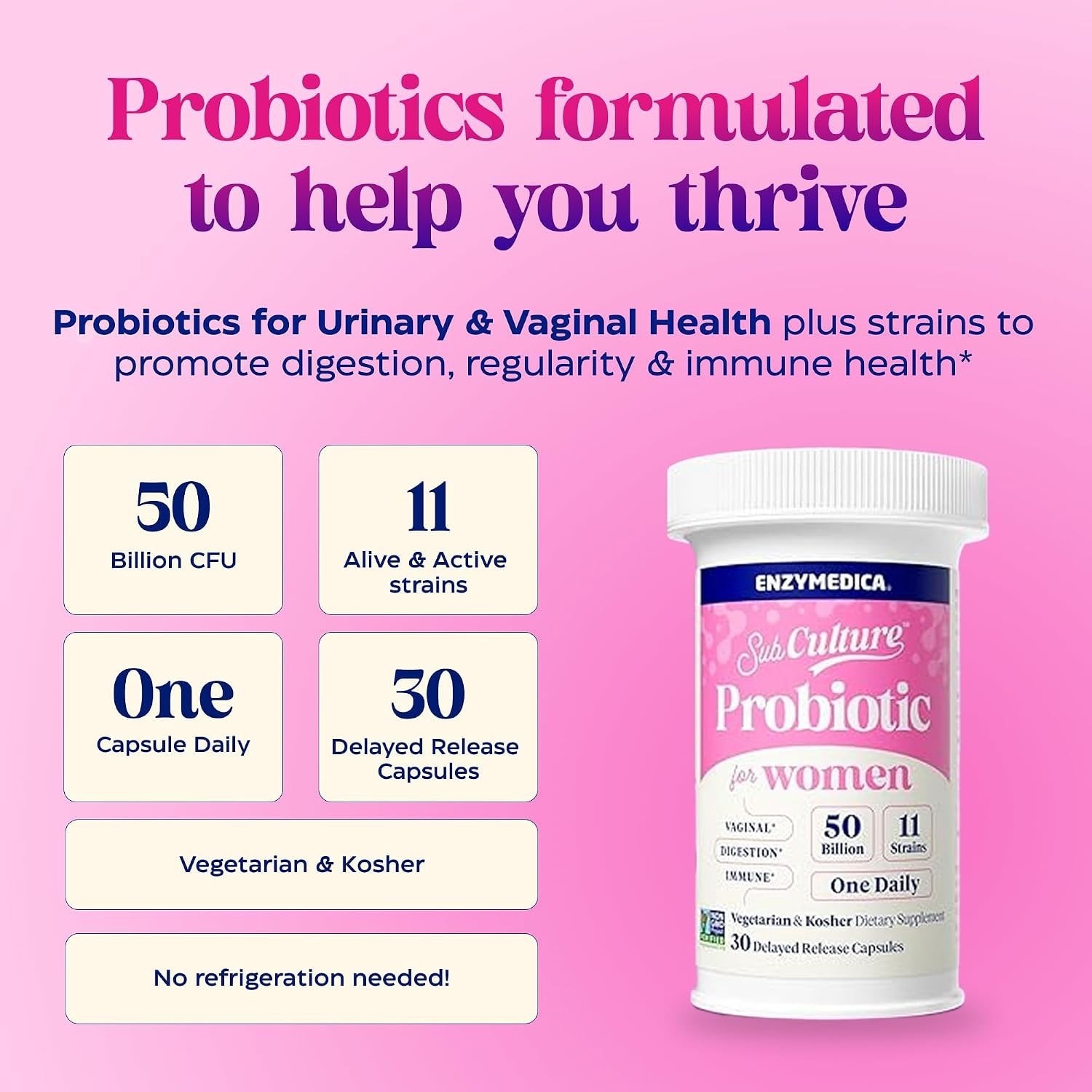 SubCulture Women’s Probiotic, 50 Billion CFU, 30 Count – Total Wellness Boost